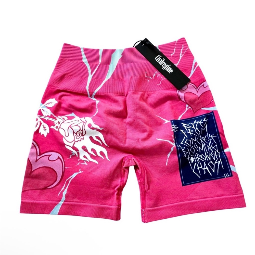 Civil Regime Pink Graphic Bike Shorts